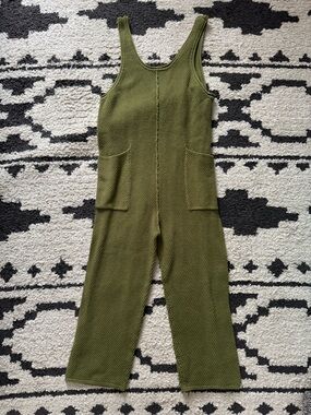 Free People Olive Green Knit Jumpsuit